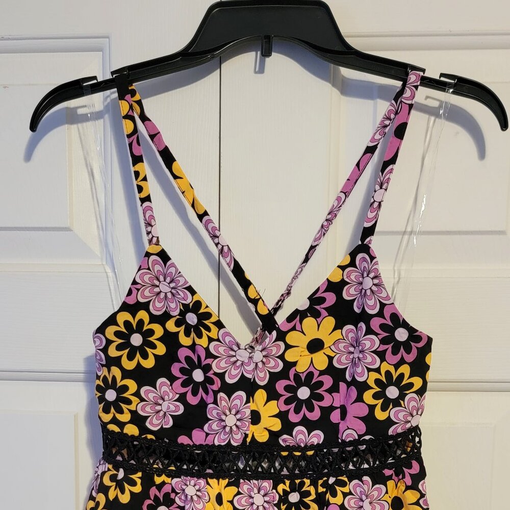 Live To Be Spoiled Strappy Skater Print Mini Dress, Medium